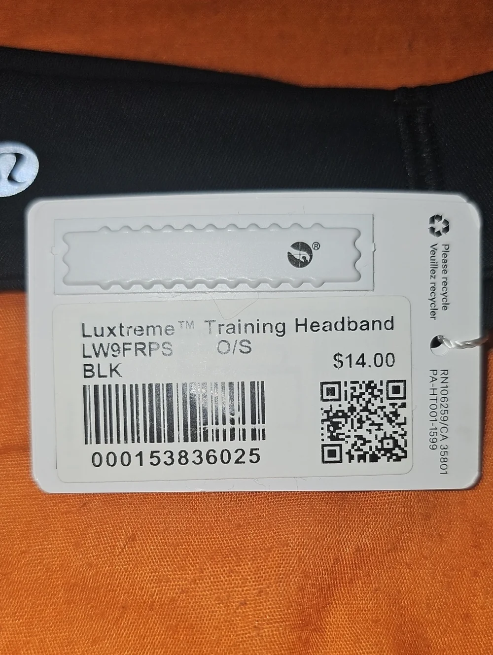 Lululemon LUXTREME Training Headband, One Size!! Black And Silver!